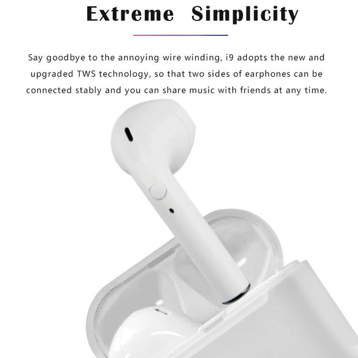 I9 Wireless Tws Sport Bilateral Stereo Bluetooth 5.0 Headset With Charging Box