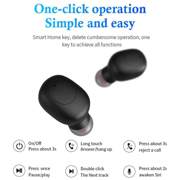 P1 Tws Binaural Stereo Wireless Sports Bluetooth 5.0 Earphone Black