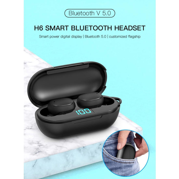 H6 Tws Wireless Bluetooth 5.0 Earphone With Digital Display & Charging Box