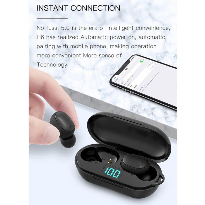 H6 Tws Wireless Bluetooth 5.0 Earphone With Digital Display & Charging Box