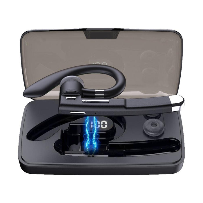 Yyk-520 Single Rotatable Ear-Hanging Business Bluetooth Earphone With Charging Box & Digital Display