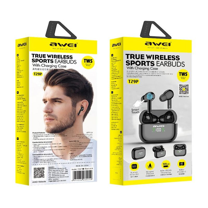 T29P Bluetooth V5.0 Led Digital Display Ture Wireless Sports Ipx4 Waterproof Tws Headset With Charging Case