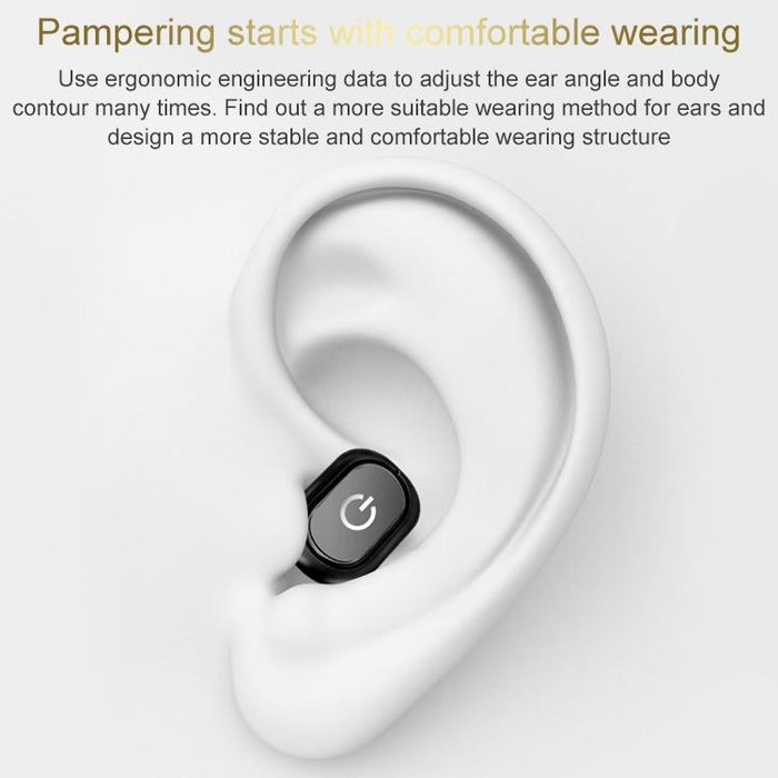 H58 4.1 Single In-Ear Invisible Wireless Bluetooth 5.0 Earphone Black