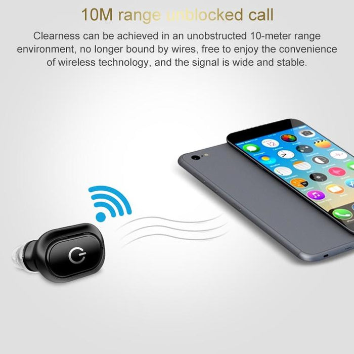 H58 4.1 Single In-Ear Invisible Wireless Bluetooth 5.0 Earphone Black