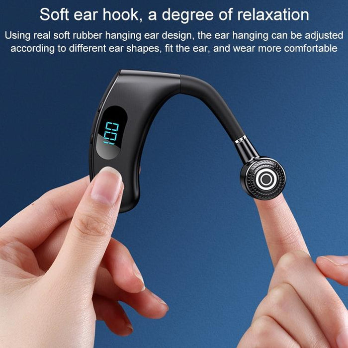 V12 Business Hanging Ear Style Smart Led Digital Display Wireless Bluetooth 5.0 Earphone With Charging Box