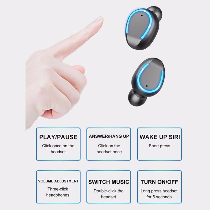 F9-5U Four-Bar Breathing Light & Digital Display Noise Reduction Touch Bluetooth Earphone With Charging Box