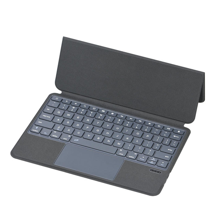 P3125-6 Grid Bluetooth Keyboard Leather Case With Touch Pad For Ipad Air 11 2024 / Air 5 10.9 2022 / Air 4 10.9 2020 / Ipad Pro 11 2021/2020/2018 Black