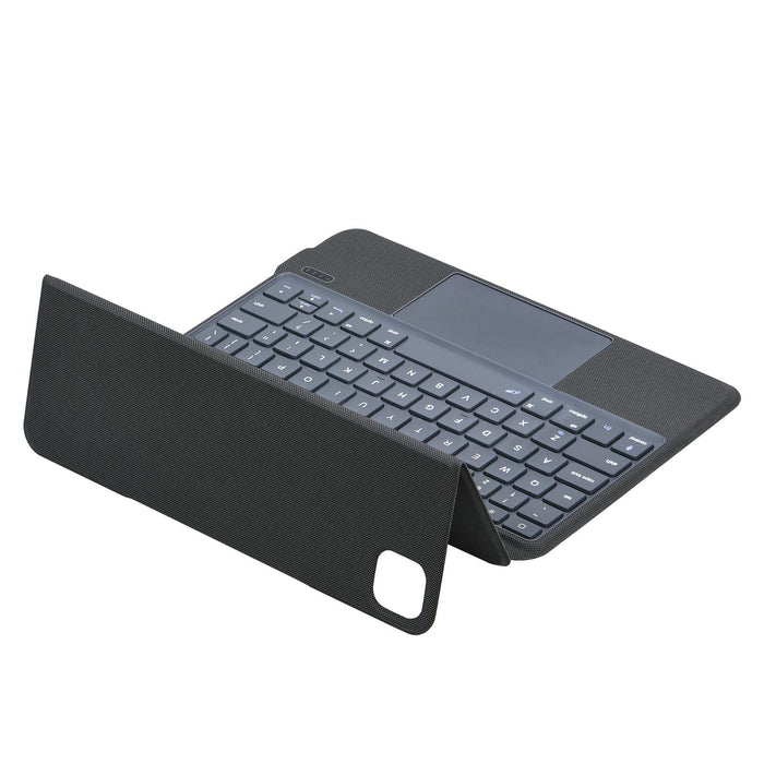 P3125-6 Grid Bluetooth Keyboard Leather Case With Touch Pad For Ipad Air 11 2024 / Air 5 10.9 2022 / Air 4 10.9 2020 / Ipad Pro 11 2021/2020/2018 Black