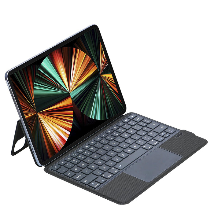 P3125-6 Grid Bluetooth Keyboard Leather Case With Touch Pad For Ipad Air 11 2024 / Air 5 10.9 2022 / Air 4 10.9 2020 / Ipad Pro 11 2021/2020/2018 Black