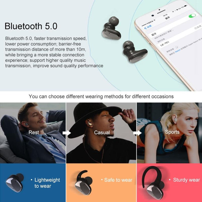 Le-703 Waterproof True Wireless Sports Bluetooth 5.0 Earphone