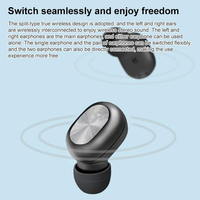 Ete-15 Waterproof Bluetooth 5.0 Binaural Touch Control Tws Wireless Earphones Black