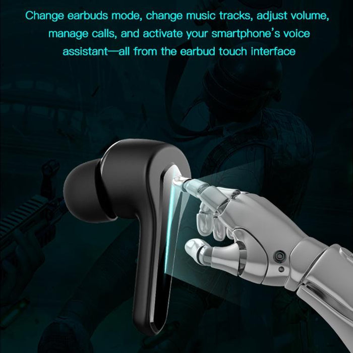 Ete-55 Tws Binaural Bluetooth 5.0 Low Latency Gaming Earphones Black