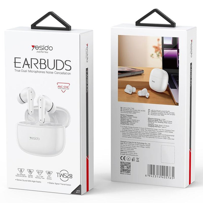 Tws28 Anc & Enc Dual Noise Reduction Smart Tws Wireless Bluetooth Earphone