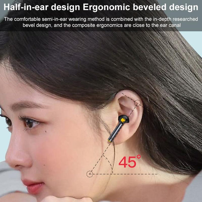 F730 Tws Ipx4 Waterproof Digital Display Half In-Ear Bluetooth Earphone Black