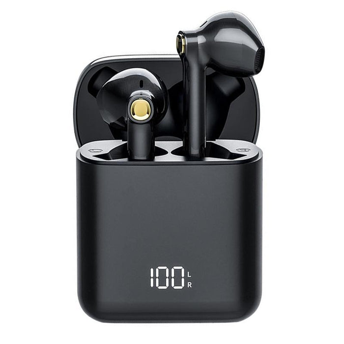 F730 Tws Ipx4 Waterproof Digital Display Half In-Ear Bluetooth Earphone Black