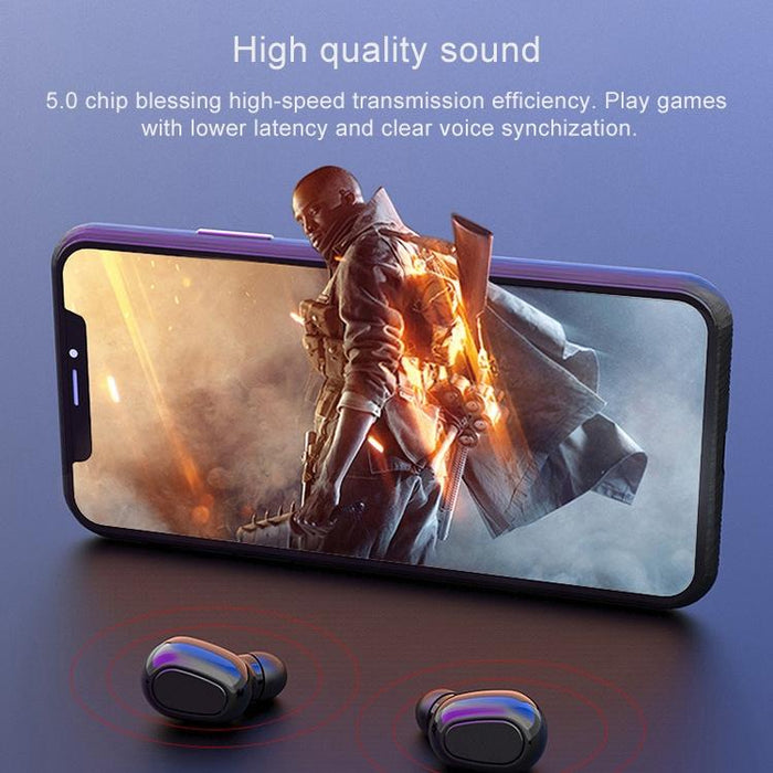 9D Sound Effect Wireless Bluetooth 5.0 Earphone With Charging Box & Digital Display