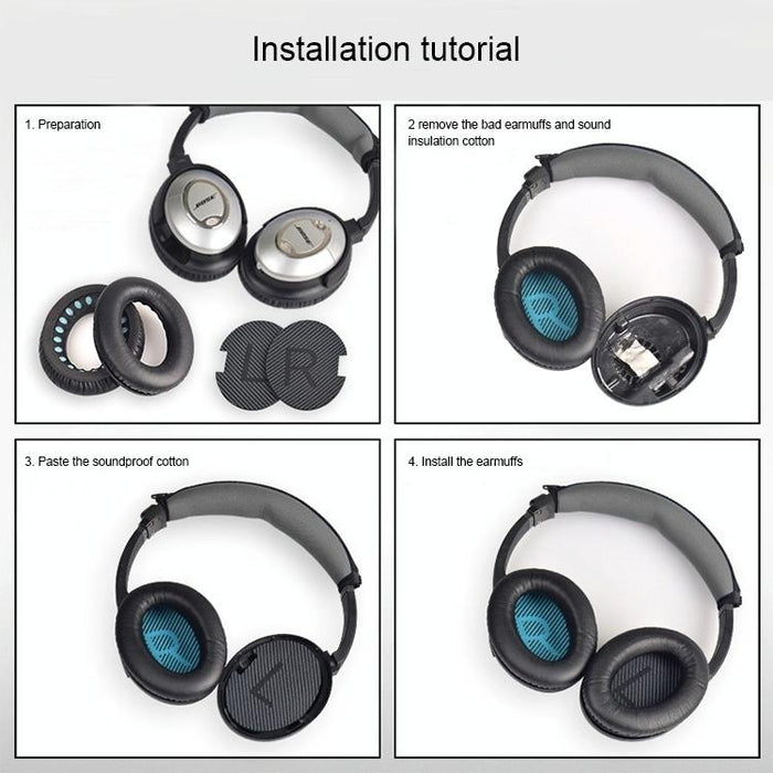 1 Pair Soft Earmuff Headphone Jacket With Black Soundproof Cotton For Bose Qc2 / Qc15 / Ae2 / Qc25 Dark Grey