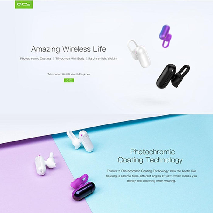 Qcy Q12 Mini Ultra-Light Wireless V4.1 Bluetooth Earphones With Mic