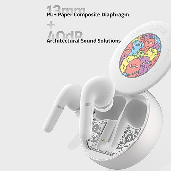 D08 Ipx4 Anc & Enc Noise Reduction Wireless Bluetooth 5.2 Earphone White