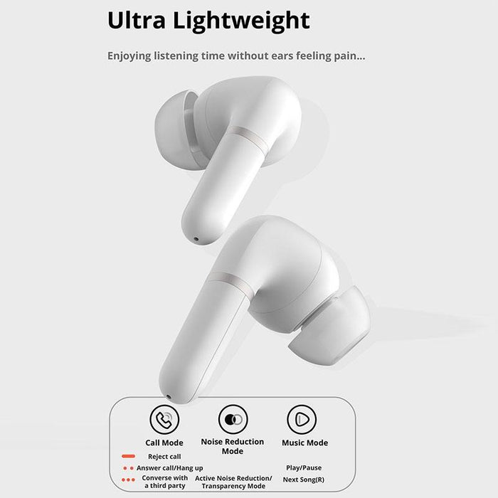 D08 Ipx4 Anc & Enc Noise Reduction Wireless Bluetooth 5.2 Earphone White