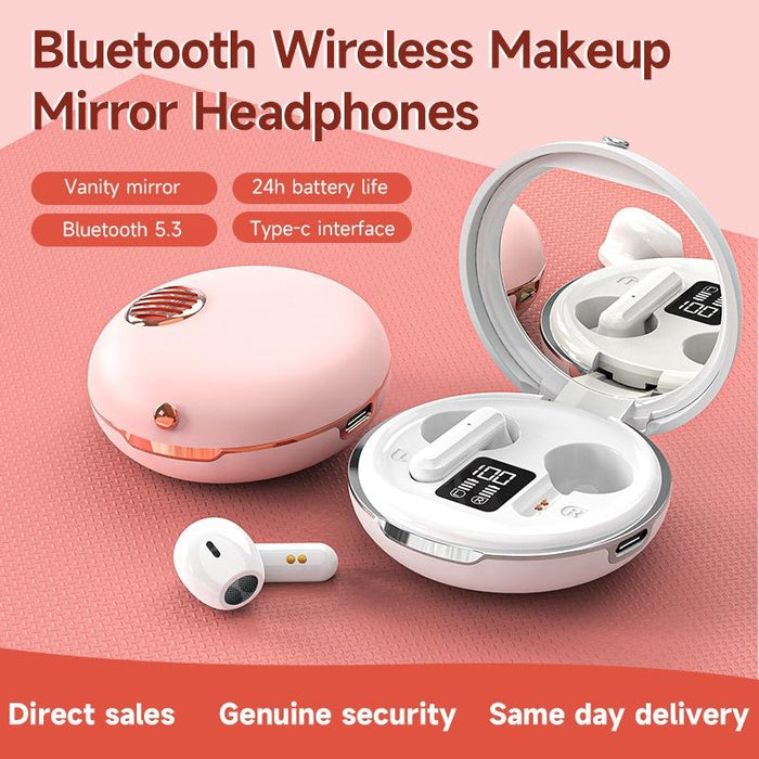 Hxsj Air-S28 Tws Bluetooth 5.3 True Wireless Hifi Stereo Make-Up Mirror Earphones With Charging Case