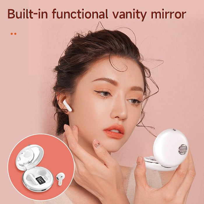 Hxsj Air-S28 Tws Bluetooth 5.3 True Wireless Hifi Stereo Make-Up Mirror Earphones With Charging Case