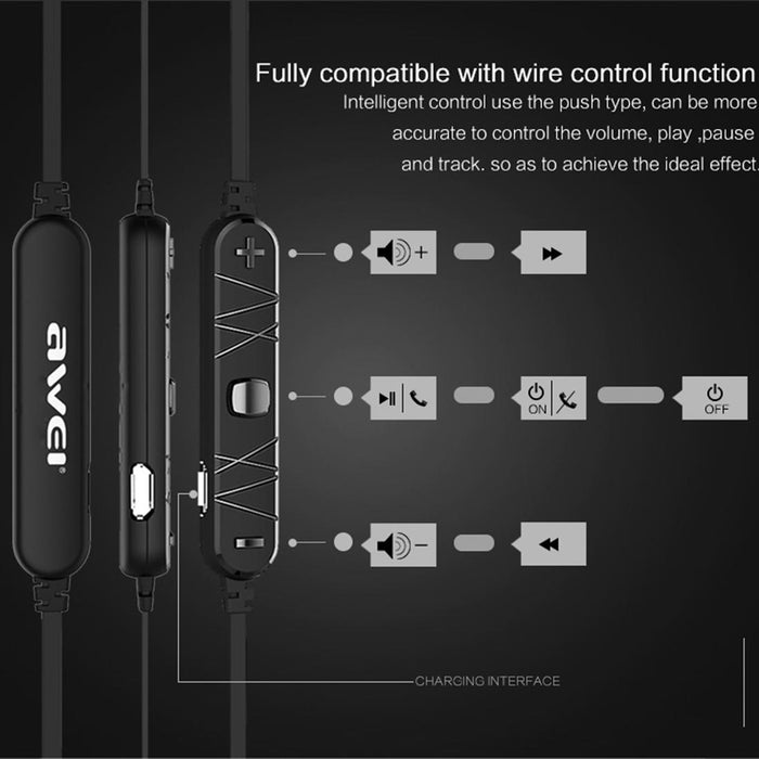 A980Bl Wireless Sport Magnetic Bluetooth Earphone With Wire Control