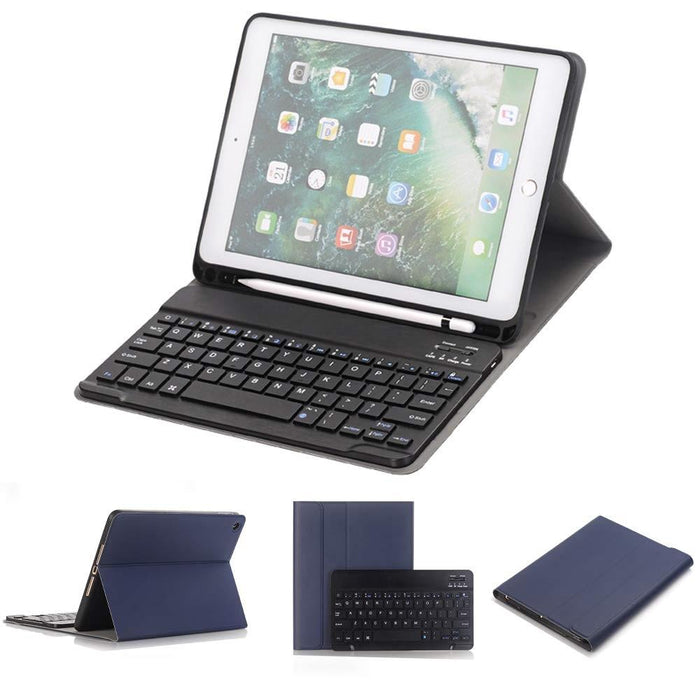 Detachable Bluetooth Keyboard & Horizontal Flip Leather Tablet Case With Holder & Pencil Holder For Ipad Pro 9.7 Inch Ipad Air Ipad Air 2 Ipad 9.7 Inch 2017 Ipad 9.7 Inch 2018