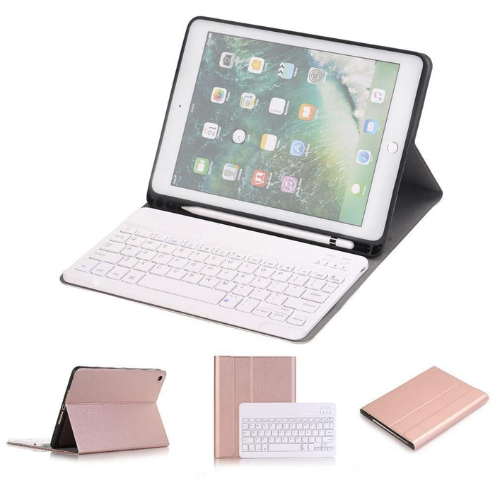 Detachable Bluetooth Keyboard & Horizontal Flip Leather Tablet Case With Holder & Pencil Holder For Ipad Pro 9.7 Inch Ipad Air Ipad Air 2 Ipad 9.7 Inch 2017 Ipad 9.7 Inch 2018