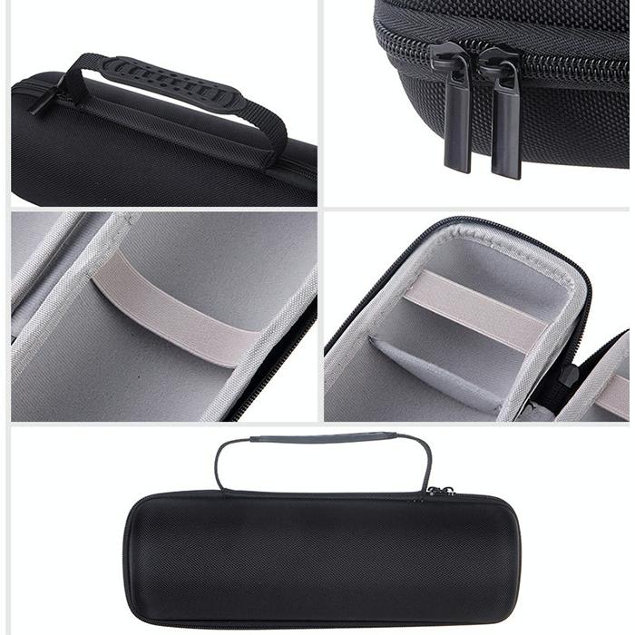 2 In 1 Hard Pu Carry Zipper Storage Box Bag & Soft Silicone Cover For Jbl Charge 3 Bluetooth Speaker With Shoulder Strap Grey