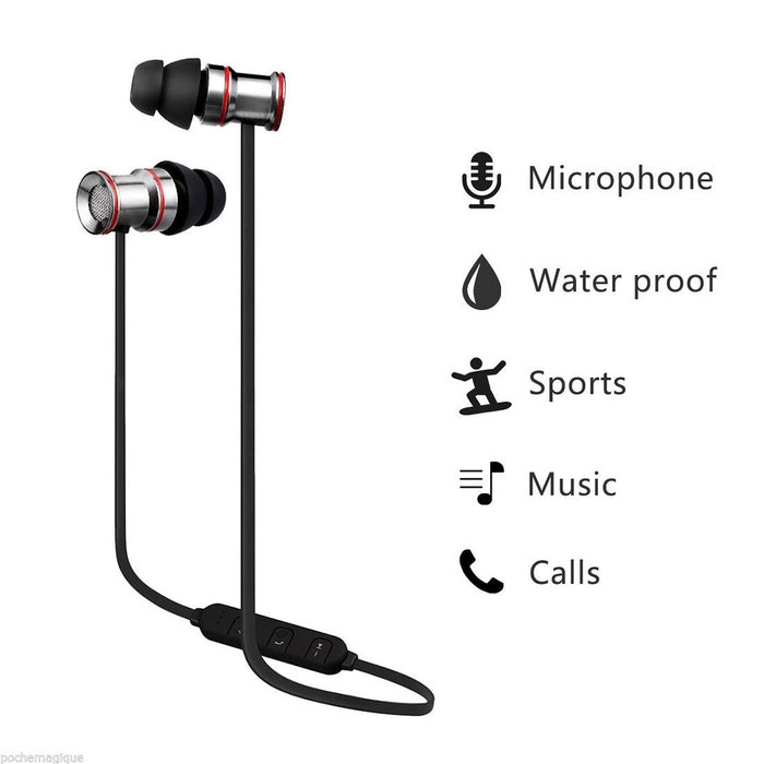 Bth-828 Magnetic In-Ear Sport Wireless Bluetooth V4.1 Stereo Waterproof Earbuds Earphone With Mic