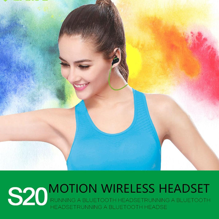 S20 Magnetic Switch Sweatproof Motion Wireless Bluetooth In-Ear Headset With Indicator Light & Mic