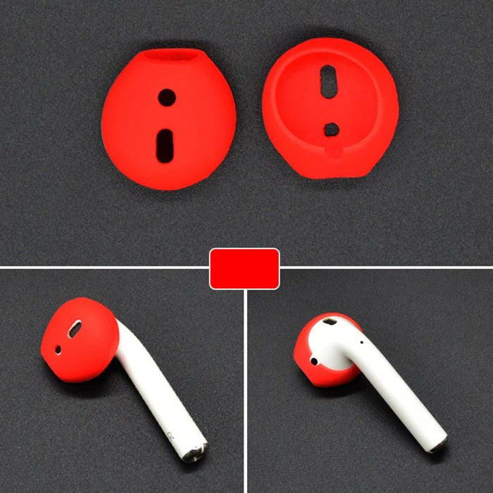 2 Pcs Earphone Silicone Ear Caps Earpads For Apple Airpods / Earpods Red