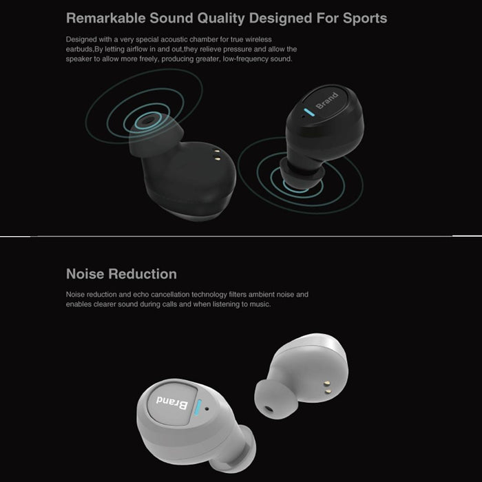 Universe Ipx5 Waterproof Noise Cancelling Earbuds Sports Wireless Bluetooth V4.2 Headset With Charging Case