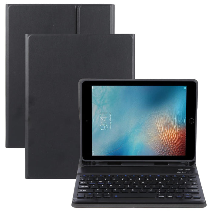 For Ipad Pro 9.7 / 9.7 Inch 2017 / 9.7 2018 / Air / Air 2 Ip071 Separable Abs Smart Bluetooth Keyboard & Litchi Texture Horizontal Flip Leather Tablet Case Black