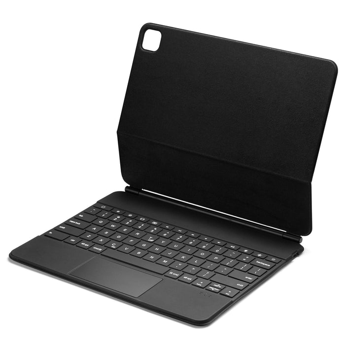 P129 Pro Ultra-Thin Detachable Bluetooth Keyboard Leather Tablet Case With Touchpad & White Backlight For Ipad Pro 12.9 Inch 2021 / 2020 / 2018 / 2017 Black