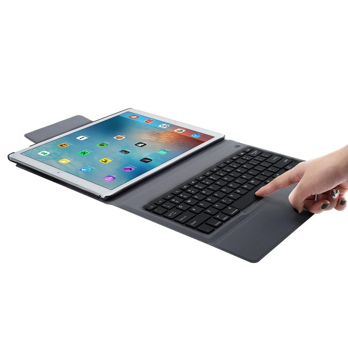 T129 For Ipad Pro 12.9 Inch 2017 / 2015 Ultra-Thin One-Piece Plastic Bluetooth Keyboard Leather Tablet Case With Stand Function Black