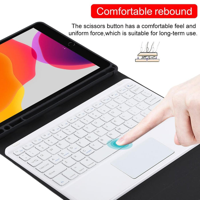 Detachable Bluetooth White Keyboard & Microfiber Leather Tablet Case For Ipad 10.2 Inch / Ipad Air 2019 With Touch Pad & Pen Slot & Holder