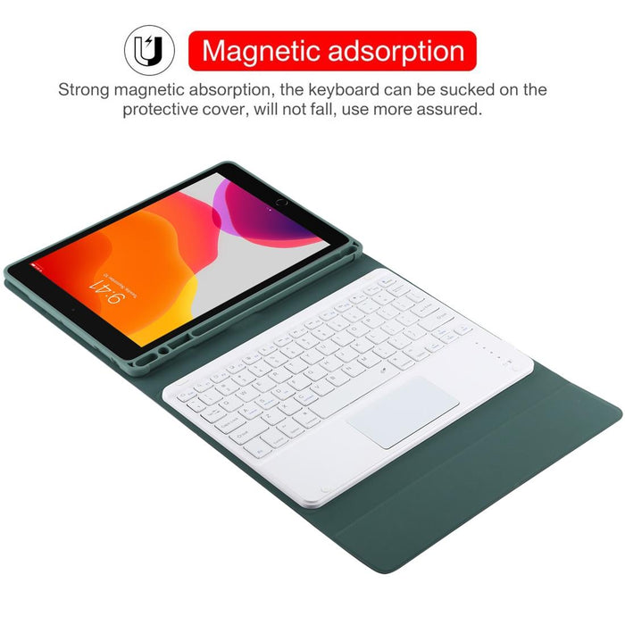 Detachable Bluetooth White Keyboard & Microfiber Leather Tablet Case For Ipad 10.2 Inch / Ipad Air 2019 With Touch Pad & Pen Slot & Holder