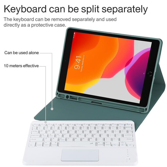 Detachable Bluetooth White Keyboard & Microfiber Leather Tablet Case For Ipad 10.2 Inch / Ipad Air 2019 With Touch Pad & Pen Slot & Holder