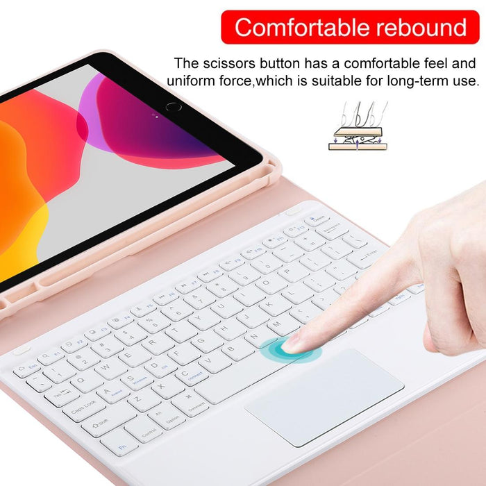 Detachable Bluetooth White Keyboard & Microfiber Leather Tablet Case For Ipad 10.2 Inch / Ipad Air 2019 With Touch Pad & Pen Slot & Holder