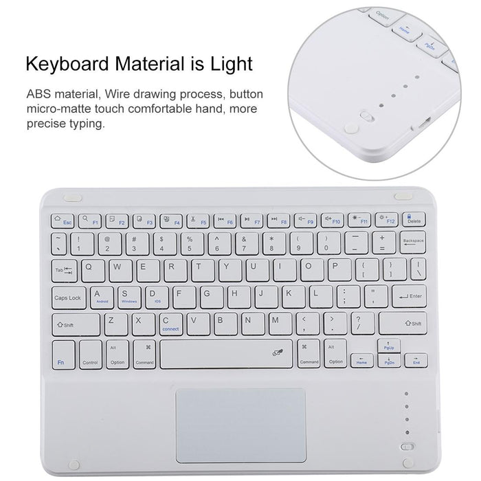 Detachable Bluetooth White Keyboard & Microfiber Leather Tablet Case For Ipad 10.2 Inch / Ipad Air 2019 With Touch Pad & Pen Slot & Holder