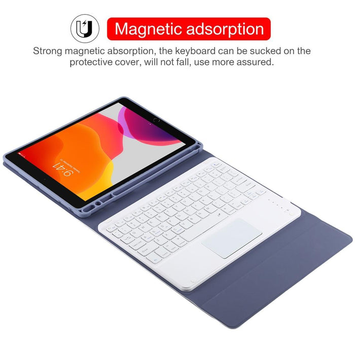 Detachable Bluetooth White Keyboard & Microfiber Leather Tablet Case For Ipad 10.2 Inch / Ipad Air 2019 With Touch Pad & Pen Slot & Holder