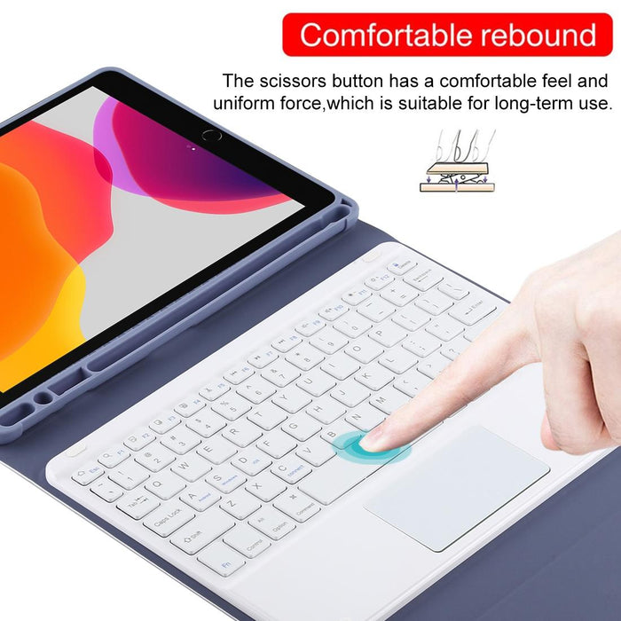 Detachable Bluetooth White Keyboard & Microfiber Leather Tablet Case For Ipad 10.2 Inch / Ipad Air 2019 With Touch Pad & Pen Slot & Holder