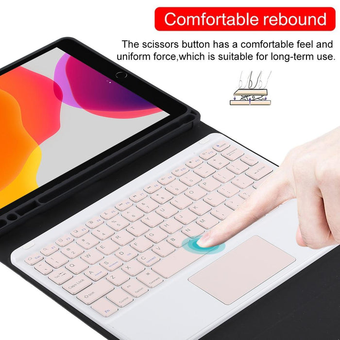 Detachable Bluetooth Pink Keyboard & Microfiber Leather Tablet Case For Ipad 10.2 Inch / Ipad Air 2019 With Touch Pad & Pen Slot & Holder