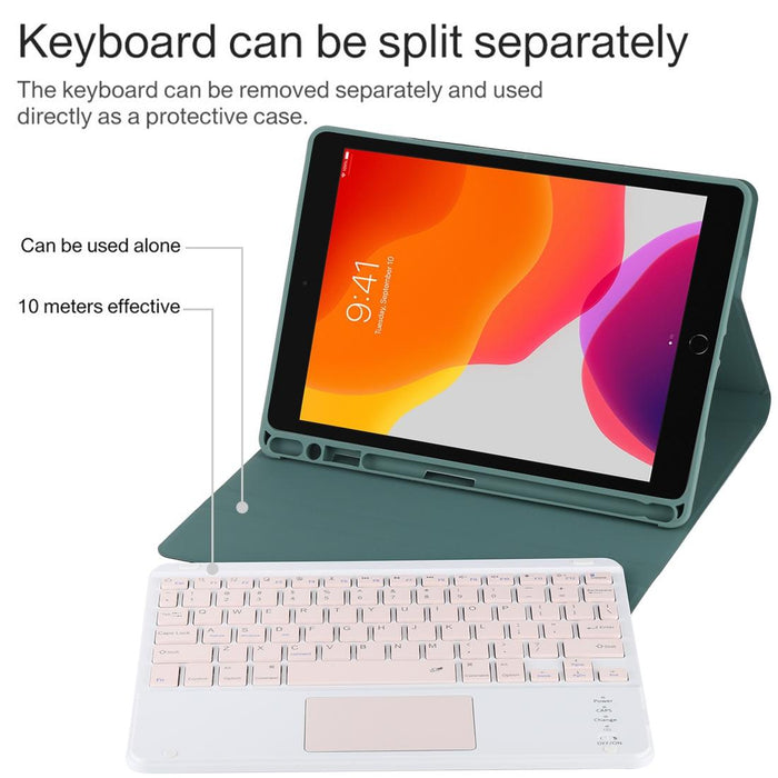 Detachable Bluetooth Pink Keyboard & Microfiber Leather Tablet Case For Ipad 10.2 Inch / Ipad Air 2019 With Touch Pad & Pen Slot & Holder