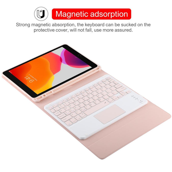 Detachable Bluetooth Pink Keyboard & Microfiber Leather Tablet Case For Ipad 10.2 Inch / Ipad Air 2019 With Touch Pad & Pen Slot & Holder