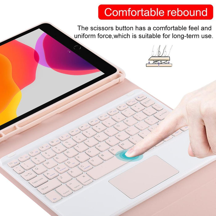 Detachable Bluetooth Pink Keyboard & Microfiber Leather Tablet Case For Ipad 10.2 Inch / Ipad Air 2019 With Touch Pad & Pen Slot & Holder