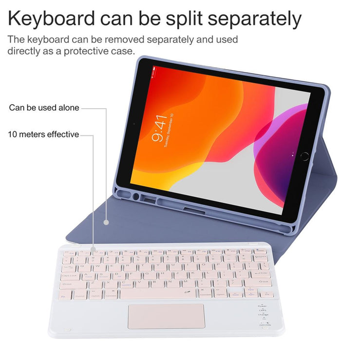 Detachable Bluetooth Pink Keyboard & Microfiber Leather Tablet Case For Ipad 10.2 Inch / Ipad Air 2019 With Touch Pad & Pen Slot & Holder