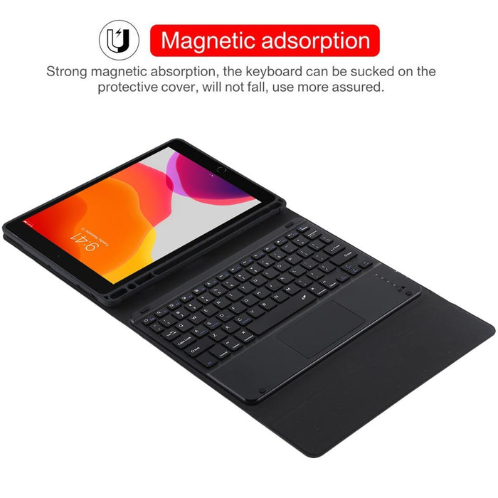 Detachable Bluetooth Black Keyboard & Microfiber Leather Tablet Case For Ipad 10.2 Inch / Ipad Air 2019 With Touch Pad & Pen Slot & Holder